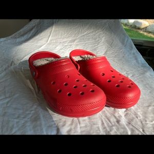Fuzzy Lined Red Crocs M9/W11